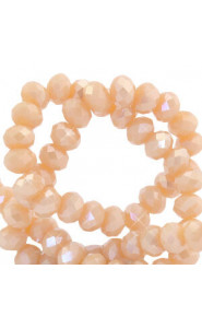 Faceted glass beads 3x2mm disc Bermuda pink-pearl shine coating